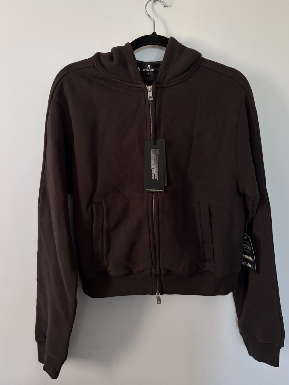 NWT Represent Owners Club Slim Fit Zip Through in Black Coffee - Large